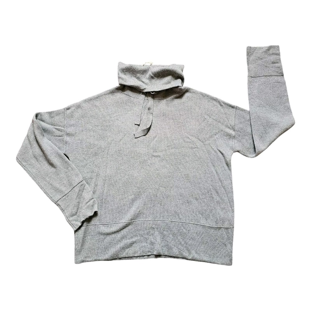 Universal Thread Med Gray Tie Turtle Neck Pullover Long Sleeve Sweater Box Cut